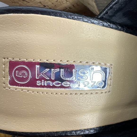 Krush Black Cork Block Heels Peep Toe Platform Sz UK 5 US 7 - Picture 8 of 10